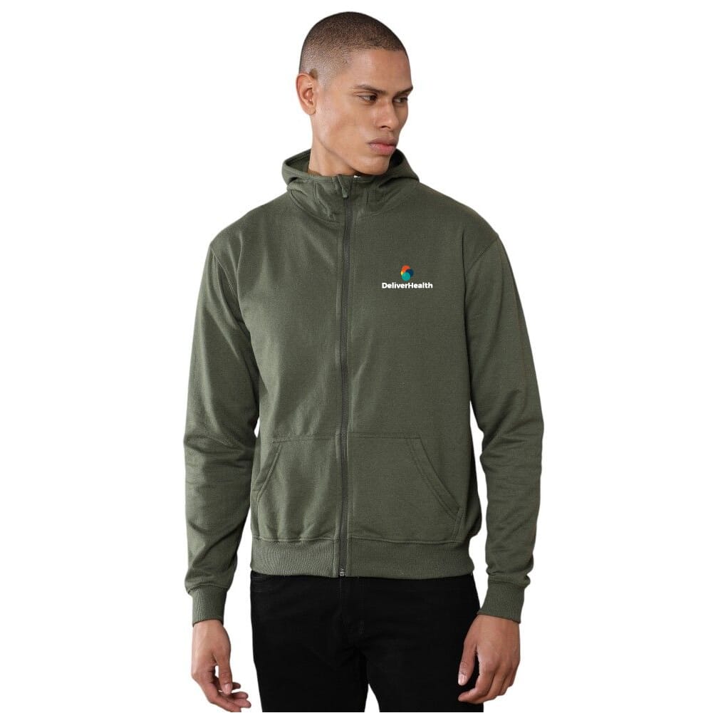 Greys & Blues Unisex Rocky Hoodie with Zip - Olive Green